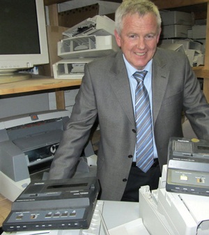 Assets and Services Committee member John Leggett with some of the Council's old electronic equpment that has reached the end of its useful life and is now bound for htthe w e-waste recycling facility.