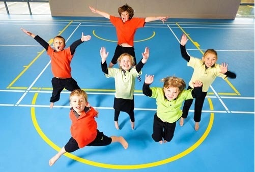 Amesbury School pupils enjoy their new hall.