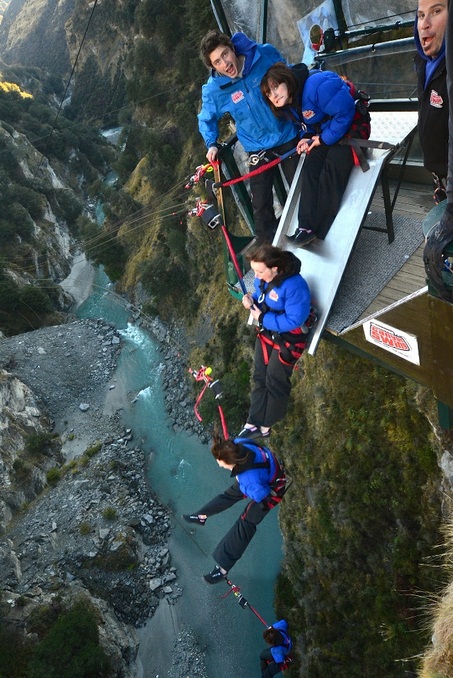 Shotover Canyon Swing sales representative Sarah Norton tries out the company's new 'Butt Slide'.