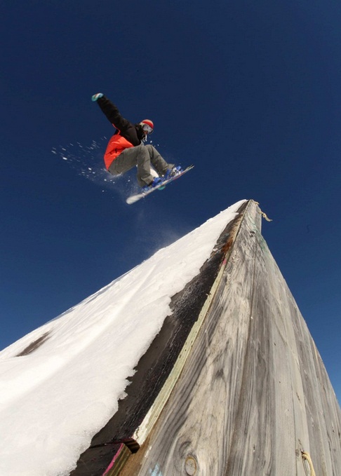 Nick Hyne hits the wall at Snow Park NZ during filming of Episode One.