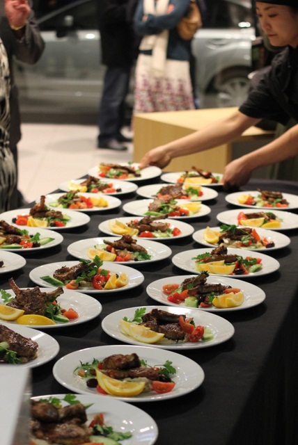 Lamb Cutlets with Butter Bean Pur&#233;e served for guests to enjoy