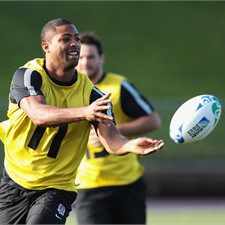 Wing Delon Armitage makes his Rugby World Cup debut in England's Pool B opening match against Argentina