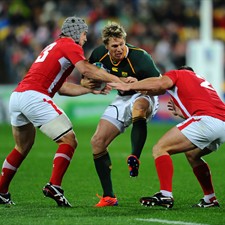 Springbok centre Jean de Villiers suffered a rib injury in the clash with Wales