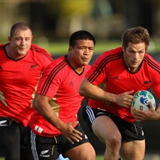 Hooker Keven Mealamu, centre, has been named New Zealand captain, after McCaw, right, was injured in training
