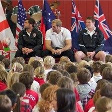 England players entertain the youngsters. Photo: Richard Jones