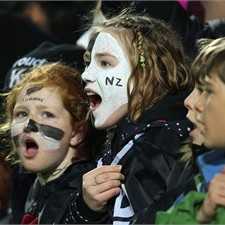 Fans watch on as New Zealand record their second victory at RWC 2011