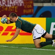 Frans Steyn, the first Bok to score a try in the first three matches of a RWC