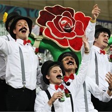 England fans celebrate their victory against Georgia on Sunday