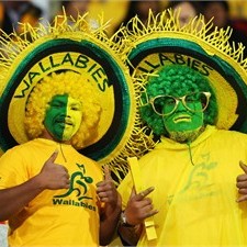 Australia fans watch on as their side scored 11 tries against USA