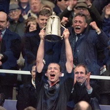 Scotland captain Andy Nicol lifts the Calcutta Cup at Murrayfield in 2000