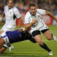 Frans Steyn, in action against Samoa, looks set to go home after injuring his shoulder