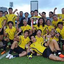 Thailand players celebrate victory over India