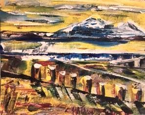 'Long Road' acrylics on canvas, by Leon Aarts