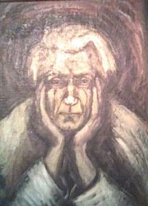 Zelfportret in handen by Nardus van de Ven