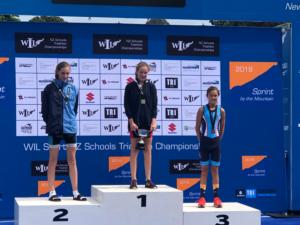 Lily Greenwood on the podium in New Plymouth
