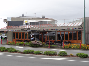 The Waterside Restaurant and Bar on the corner of the central business district overlooks the waters of Lake Taupo.