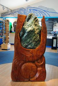 The Pounamu stone in the Dart River Jet Safaris visitor Centre in Glenorchy (back view).