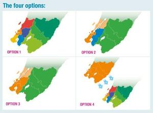 Map showing the four options for local government reform.