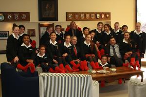 Hastings Intermediate Leadership Academy and Principal Andrew Shortcliffe meet Mayor Lawrence Yule in his office to discuss leadership.