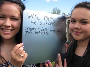 Tira Nikora and Ashleigh Tautau-McLeod shared their idea at Gisborne's A&P Show as part of Council's "pre-consultation" before the 2012-2022 Ten Year Plan was written.