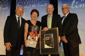 From left to right: Paper Plus Group Chief Executive, Rob Smith; Paper Plus Coastlands owner-operators Kaye and Rob Clarke; Paper Plus Group Business Advisor, Brian Robertson.
