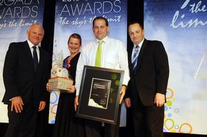 From left to right: Paper Plus Group Chief Executive, Rob Smith; Paper Plus Kaikoura owner-operators Megan and Mark Fissenden; Paper Plus Group Business Advisor, Mike Drummond.