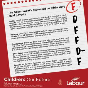 To coincide with the report's release Miss Ardern has today released a report card on the Government's child poverty record.