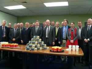 The joint NZ Forest Owners Association and Federated Farmers Boards before lunch (note the 24 lamb burger combos) &#8212; at Federated Farmers, Level 6, 154 Featherston Street, Wellington.