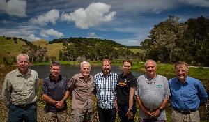 Robert Sowman (GBHT), Andy Garrick (GBHT), David Underwood (landowner who the reserve named under), Andy Tannock (GBHT), F&G CEO Corina Jordan, Rudi Hoetjes (former Northland F&G manager), Mike Lee (former Auckland Regional Councillor.)