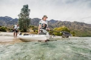Sophie Hart & Nathan Fa'avae from Team Seagate preparing to paddle during the 2015 GODZone 