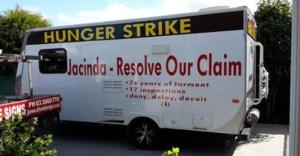 The caravan that Peter Glasson will stay in for his hunger strike
