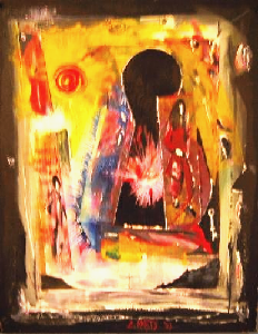 'The key turns on Neverland' Acrylics on board by Leon Aarts (2003)