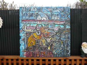 Discovery 'IX-XI' acrylics on canvas 1600x1600mm, by Leon AArts