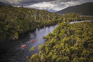 GODZone competitors packrafting in Fiordland Chapter