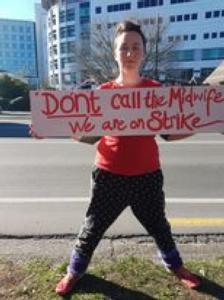 Striking DHB midwife in Christchurch 