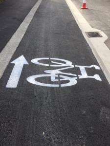 Cycleway signage on Rutland Street