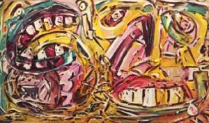 'Cindy-a disaster', by Leon Aarts - acrylics on board. 