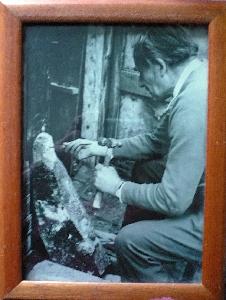 Nardus van de Ven (My Grandfather) working on sculpture (c.1950)