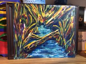 'Creek' by Leon Aarts,  Acrylics on card