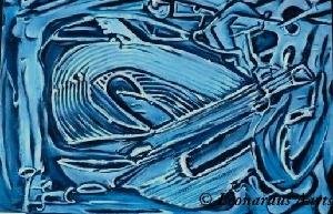 'Man playing mandolin' by Leon Aarts