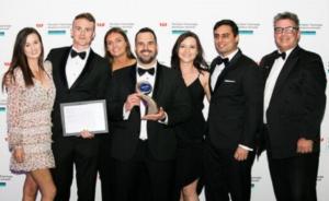 Toi Ohomai Chief Executive, Dr Leon Fourie with Emerging Business Award Winners, Collab Digital.