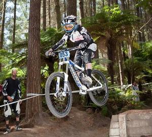 Amy Cole (nee Laird) in action in the downhill last year. 