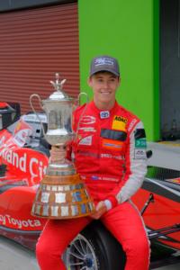 Marcus Armstrong has put his name on the oldest motor racing trophy in New Zealand