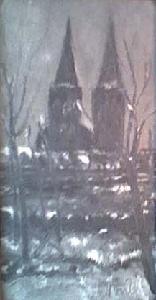 "Kerk van Geldrop' (Church in town of Geldrop by night) by Nardus van de Ven (Private collection)