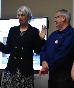 Hamilton Mayor Paula Southgate and NZ Business Connect founder Phillip Quay 