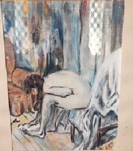 Woman washing feet (2001-influenced by Edgar Degas) painted by Leon Aarts