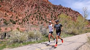 Matt Kerr (L) training alongside Braden Currie in Utah as they prepare for the IRONMAN World Championship