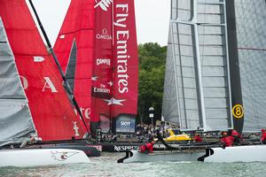 Emirates Team New Zealand in the America's Cup World Series regatta at Venice