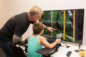 Linton Winder demonstrates the latest in forestry simulation technology. 