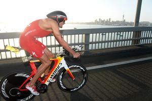 Jan Frodeno in action at the IRONMAN 70.3 Auckland Asia Pacific Championship.